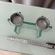 Postmodern double candlestick in glass and chrome metal