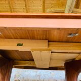 Extendable Scandinavian style dining table with double elongations by Maison Ducau, Circa 1970