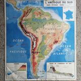 Vintage school map mdi Oceania - South America.