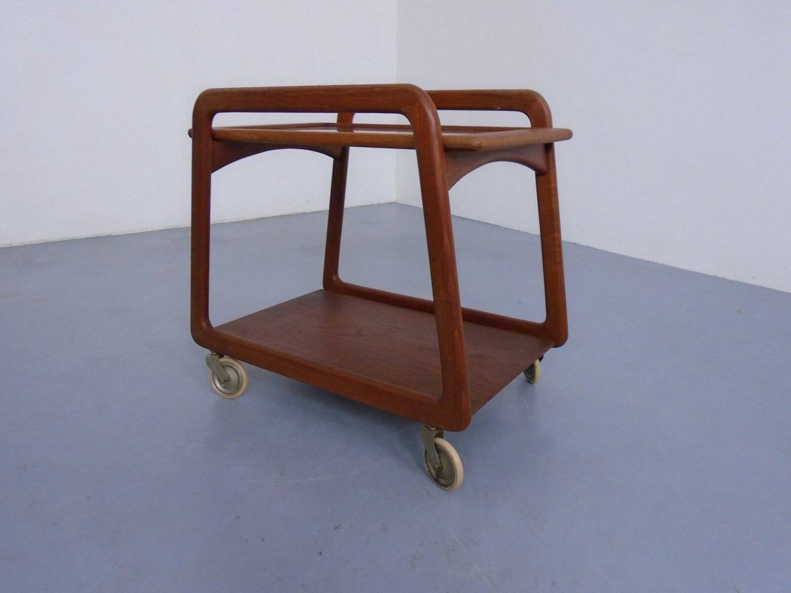 Danish Teak Bar Cart with Removable Tray from Silva, Denmark, 1960s