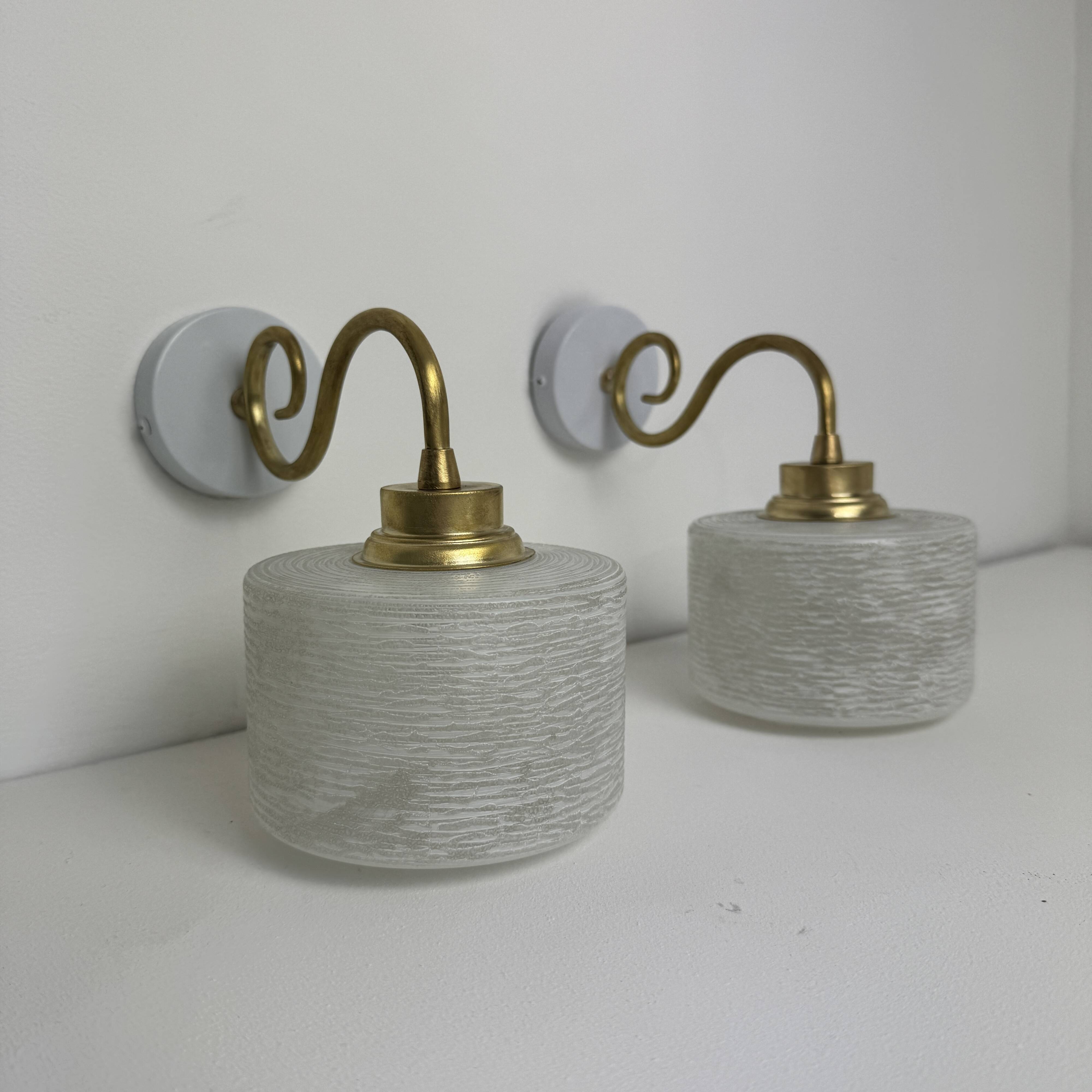 Pair of vintage granite glass wall lights