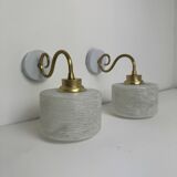 Pair of vintage granite glass wall lights