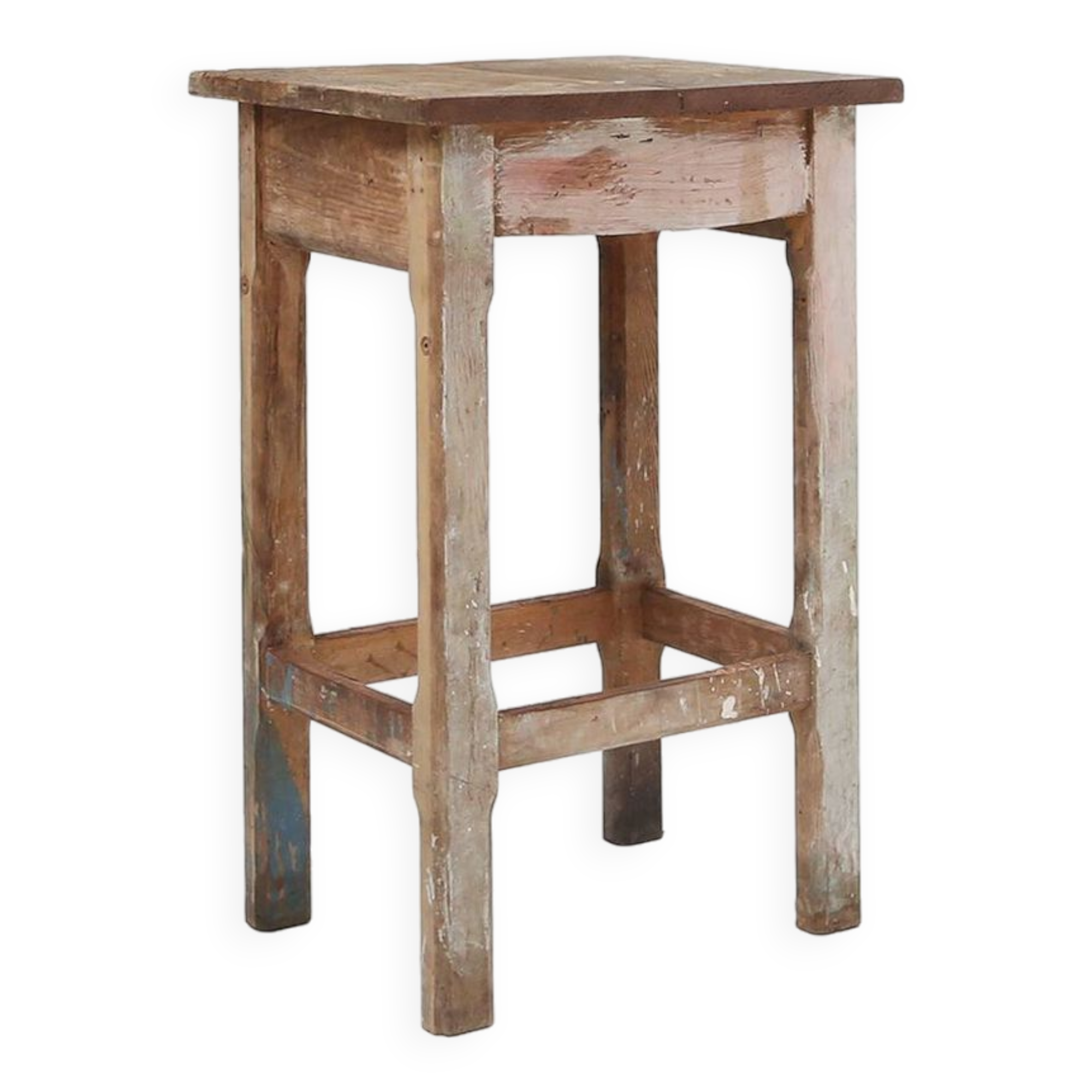 Industrial console table with patinated colorful paint, Belgium ca. 1950