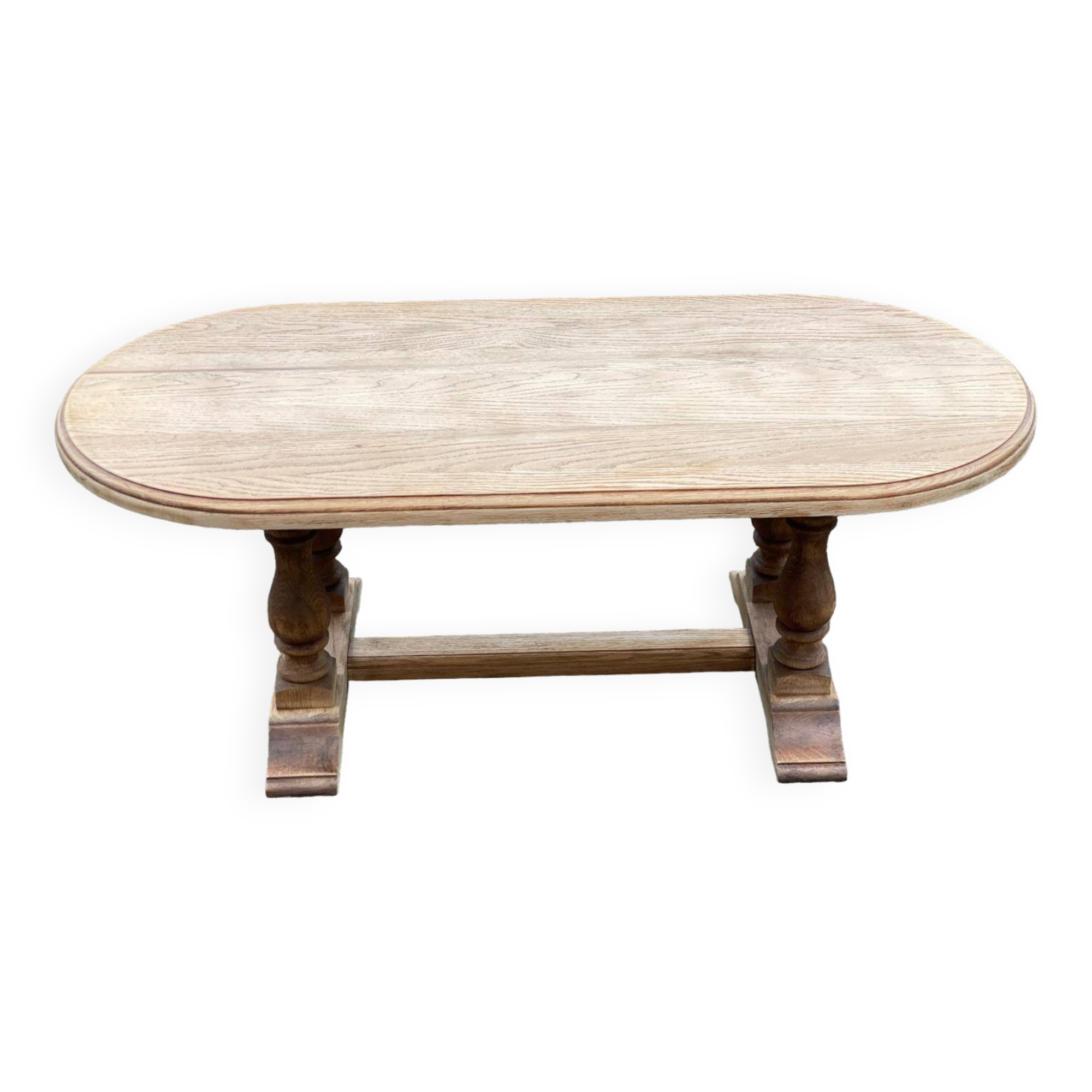 Renovated oval farmhouse or monstera coffee table in raw solid wood