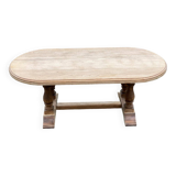 Renovated oval farmhouse or monstera coffee table in raw solid wood