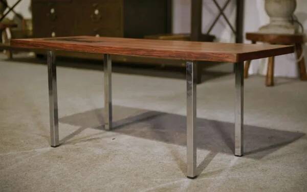 1960s designer coffee table in rosewood and ceramic
