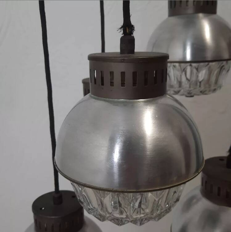 Cascade chandelier - vintage - aluminum and glass