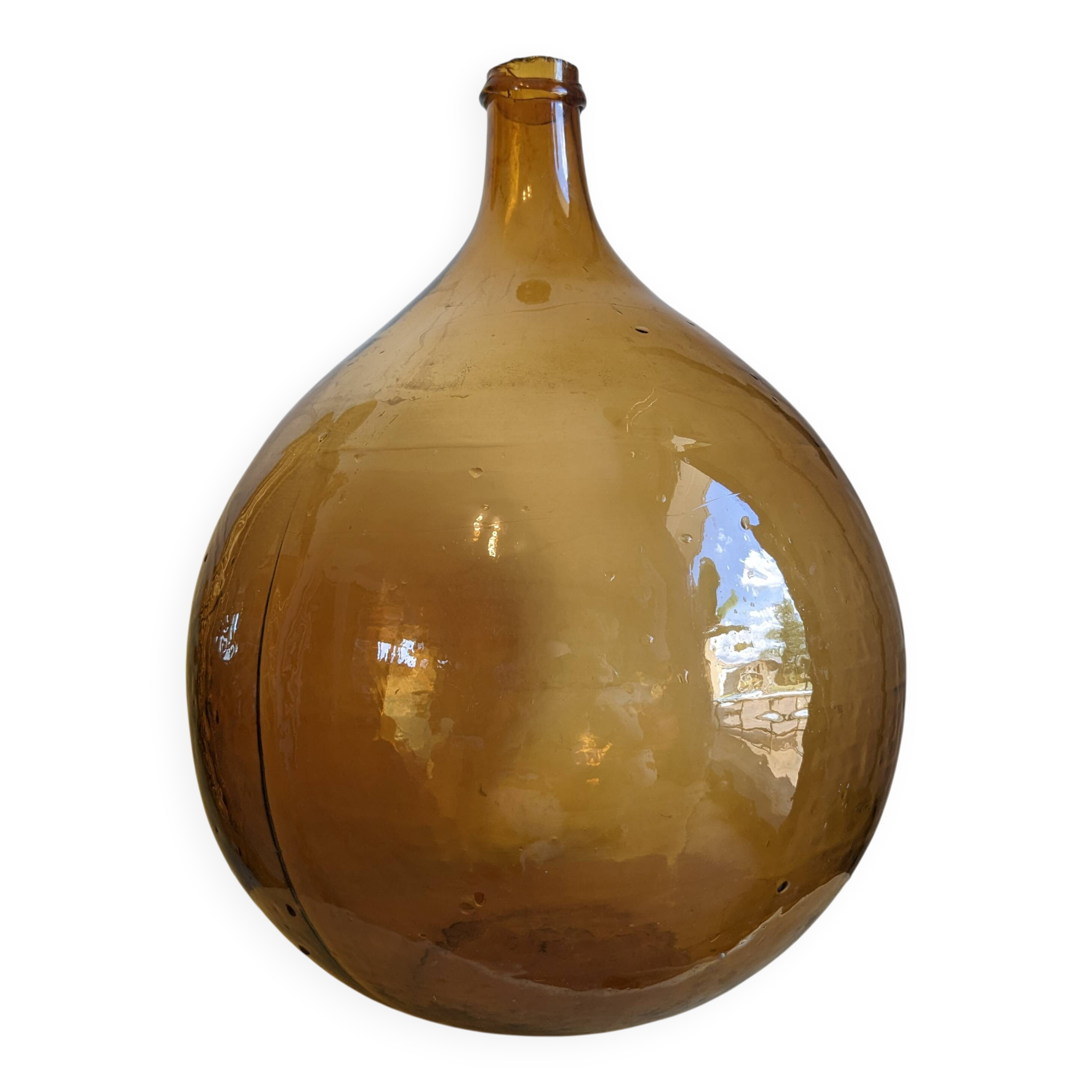 Amber demijohn 25L – mouth-blown – vintage decorative object