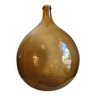 Dame-Jeanne ambrée 25L – soufflée bouche – objet décoratif vintage