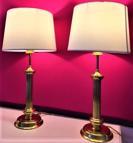 Pair of Art Deco brass lamps, Germany 1960