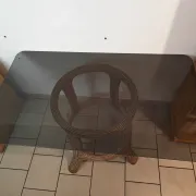 Old table in tinted glass
