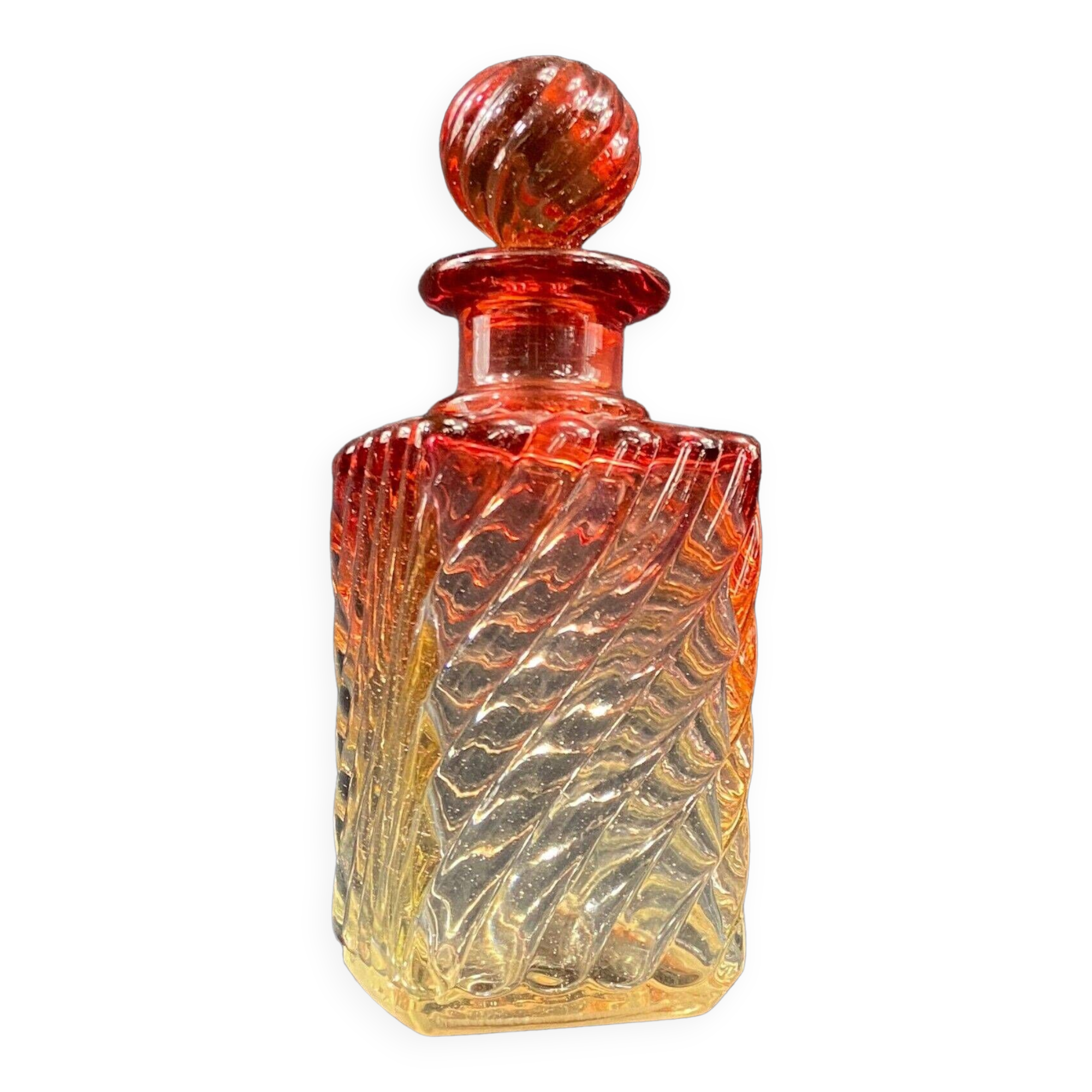 Ancienne carafe en cristal de Baccarat modèle Bambou, Tors Rose