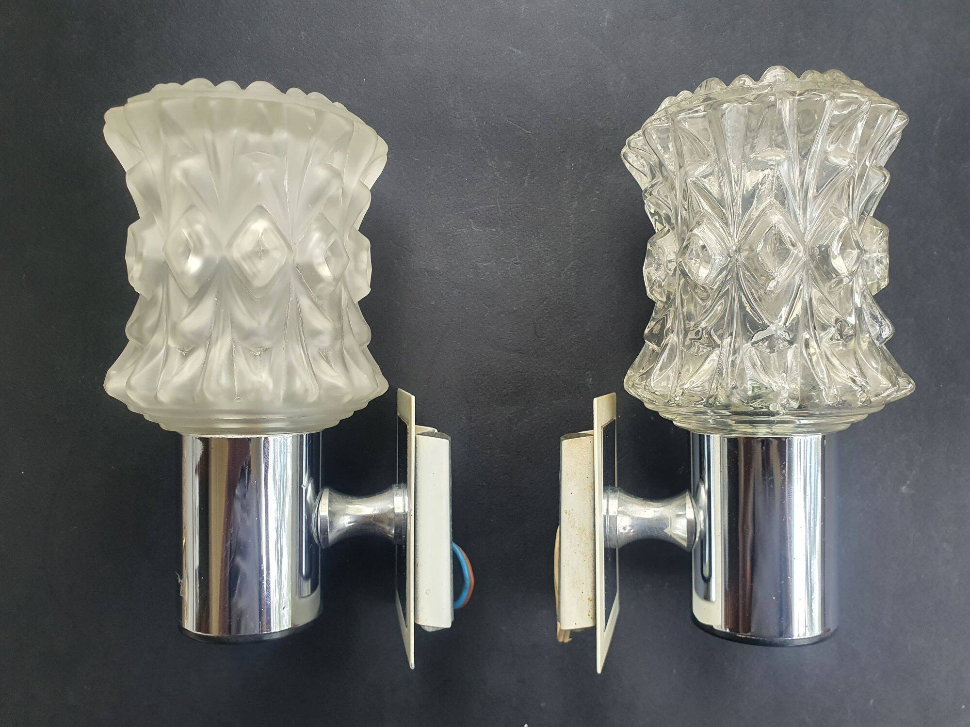 Pair of vintage Italian chrome wall lights by Targetti 1970