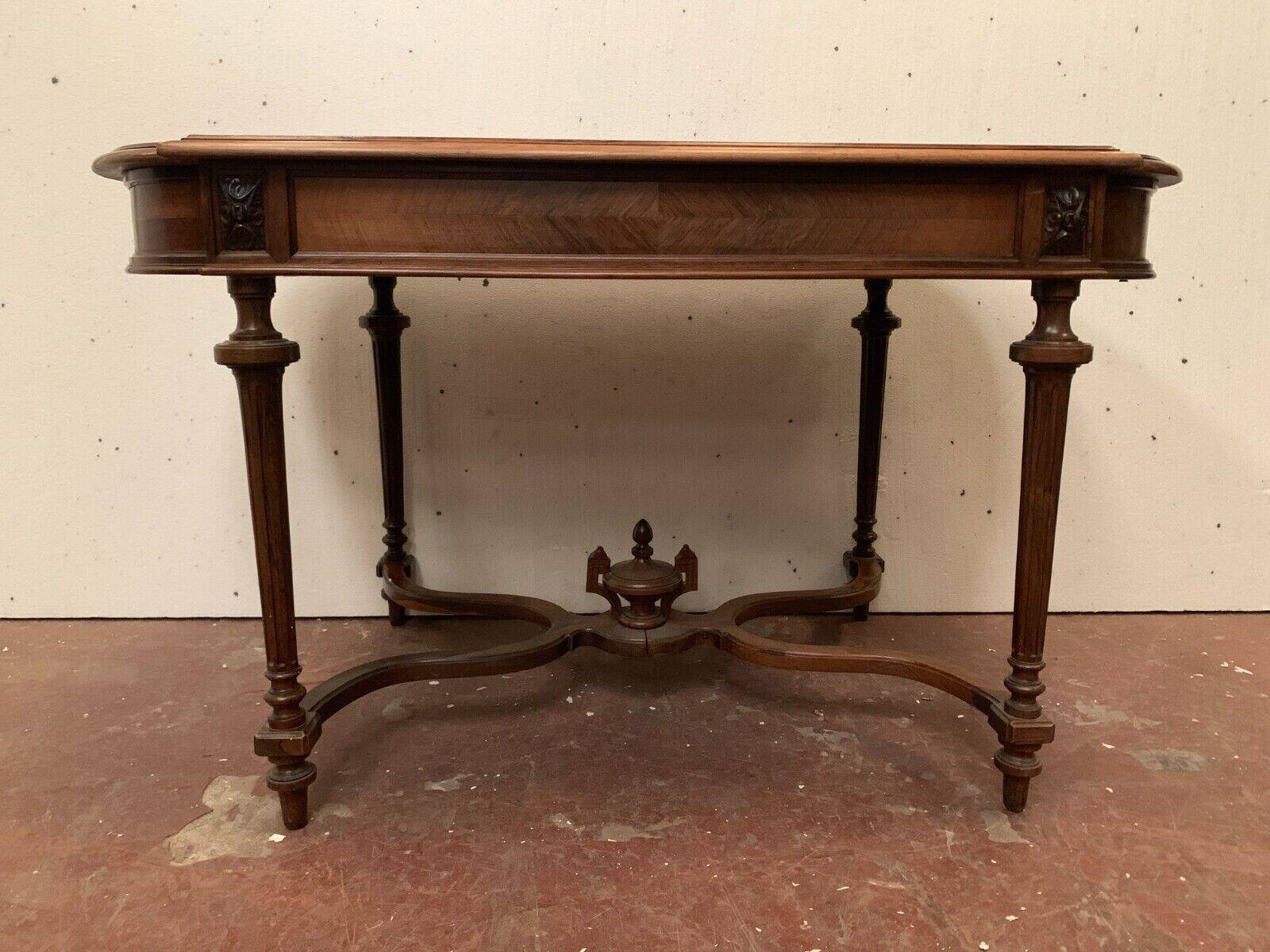Napoleon III desk table in rosewood and 19th century veneer