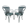 Paire de chaises de jardin en fer forgé par François Carre
