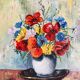Oil on canvas: Still life with bouquet