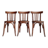 Suite de 3 chaises bistrot anciennes en bois