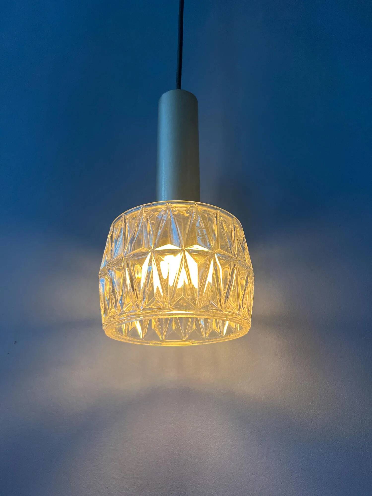 Mid-century crystal glass pendant lamp