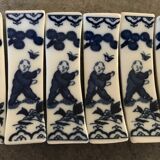Set of 6 knife holders in asian porcelain