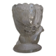 Molded glass egg cup with pigeon bird