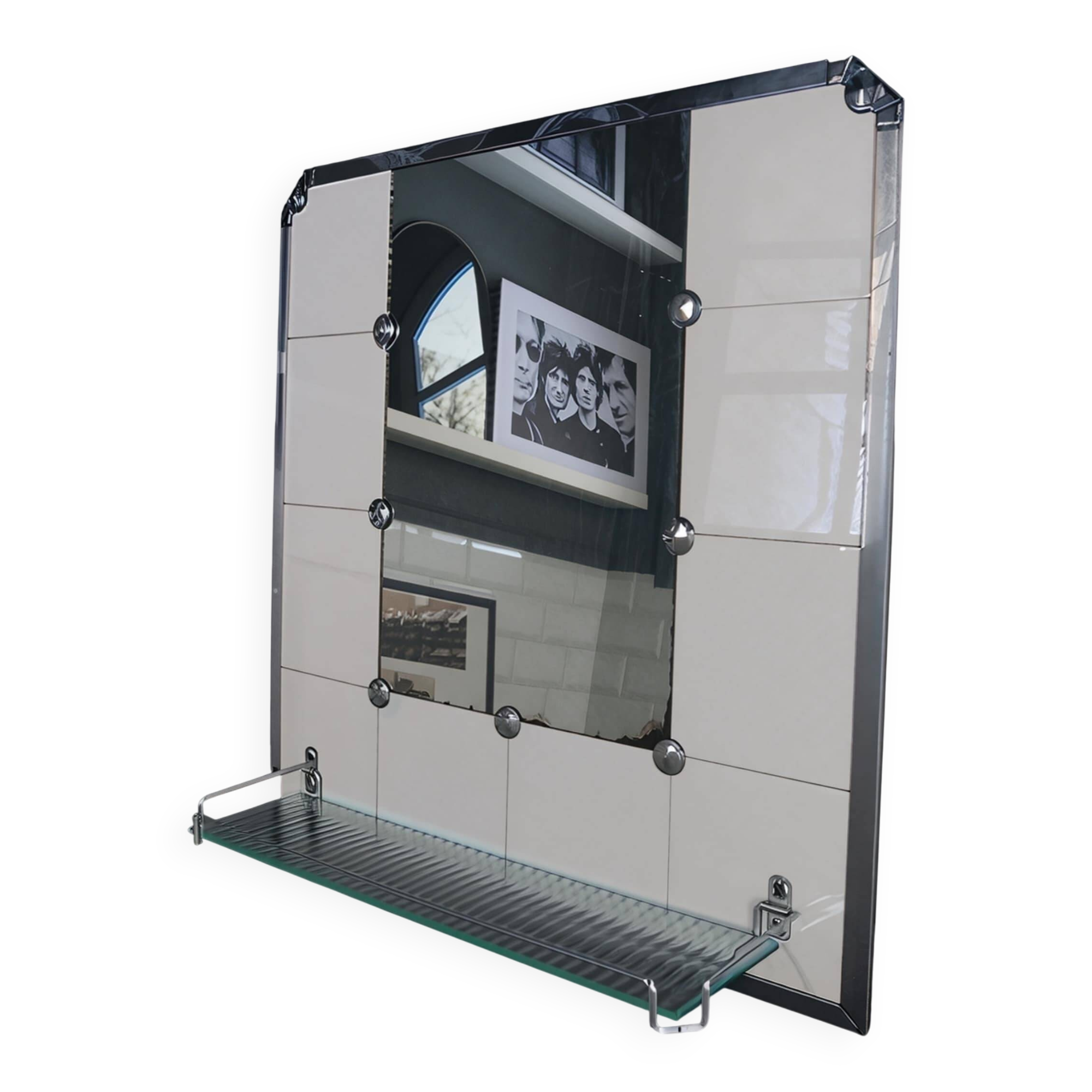 Ceramic bathroom mirror, France, 1940s-50s