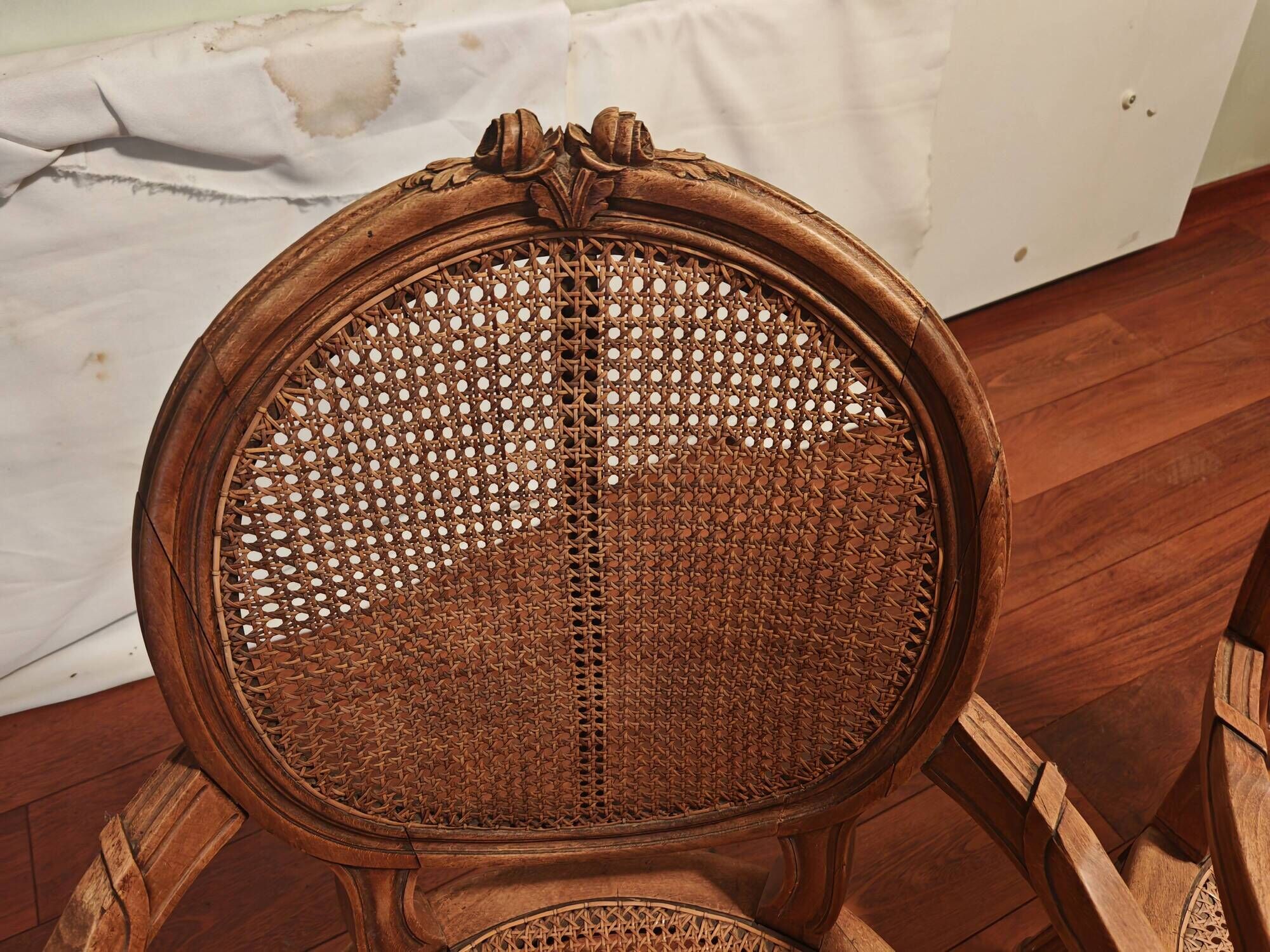 Caned armchairs