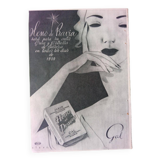 Publicité papier savon Heno de Pravia issue d'une revue d'époque 1950