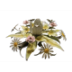 Vintage metal ceiling light painted with floral decoration