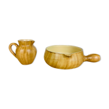 Pitcher and pan Grandjean Jourdan Vallauris, ceramic wood effect