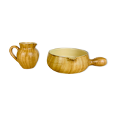 Pichet et poêlon Grandjean Jourdan Vallauris céramique effet bois