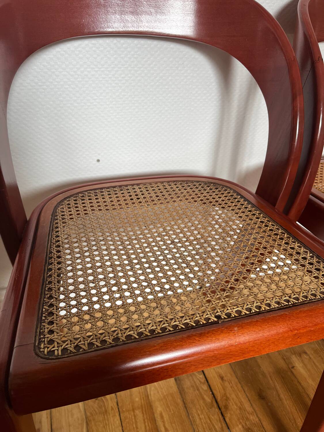 Set of 4 Baumann caned gondola chairs