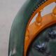Chaise de bureau Chesterfield verte en cuir de vachette sur roulettes