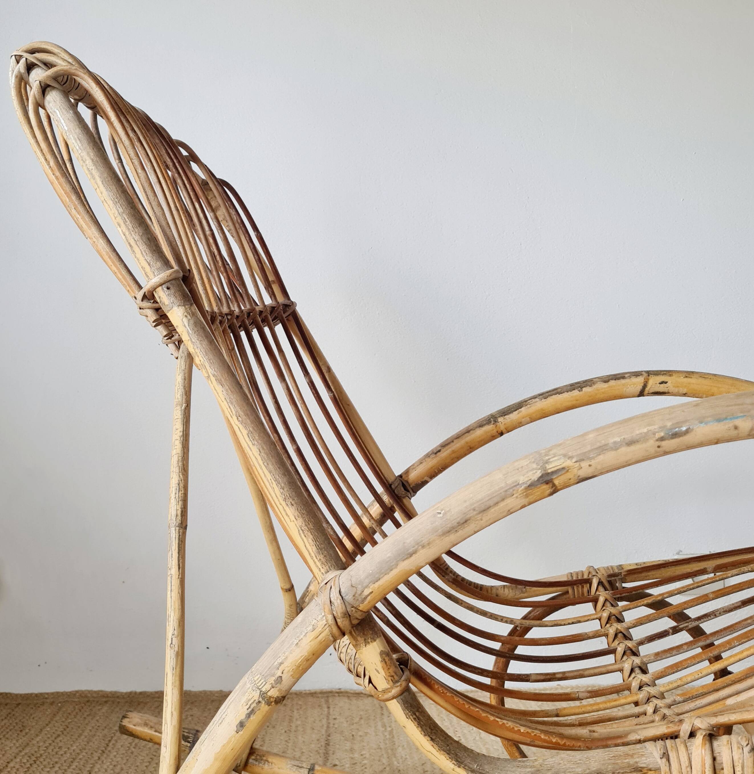 Antique rattan rocking chair