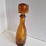 Vintage Amber Glass Dachshund Dog Shaped Bottle