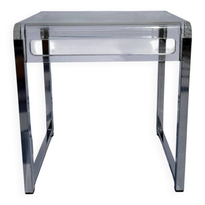 Table d'appoint vintage rétro en Lucite Marc Berthier France années 1970