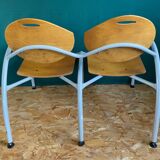 Iron and wood bench for 2 people