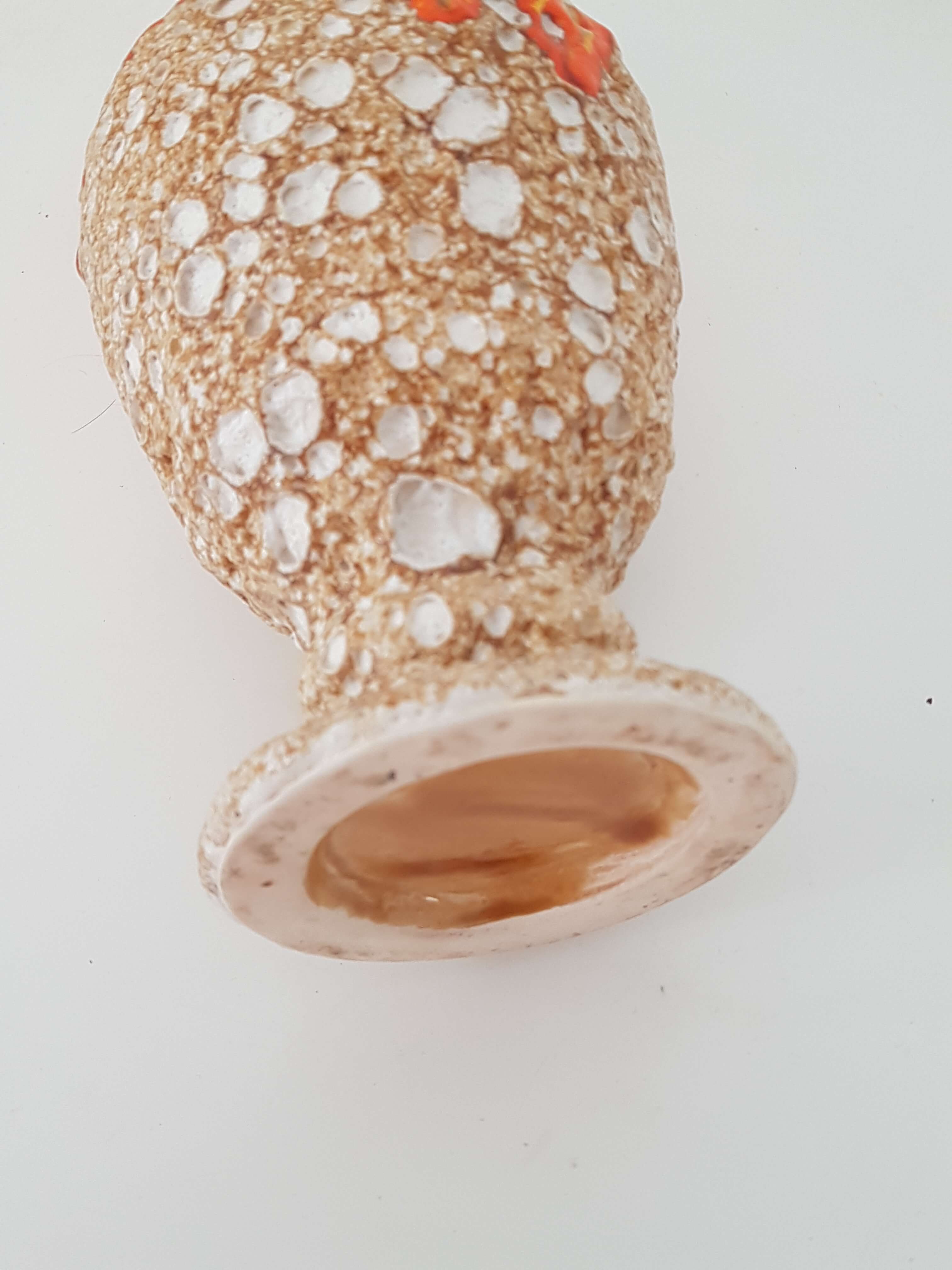 Ceramic vase Fat lava orange and beige Vintage
