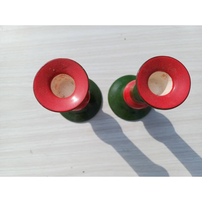 Pair of earthenware candlesticks from the brand: LR