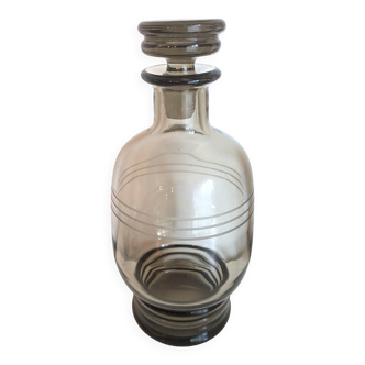 Service à liqueur vintage des années 60/70's en verre fumé avec liseré