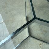 Large round table slab of stainless glass base