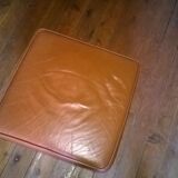 Pouf en cuir cube marron
