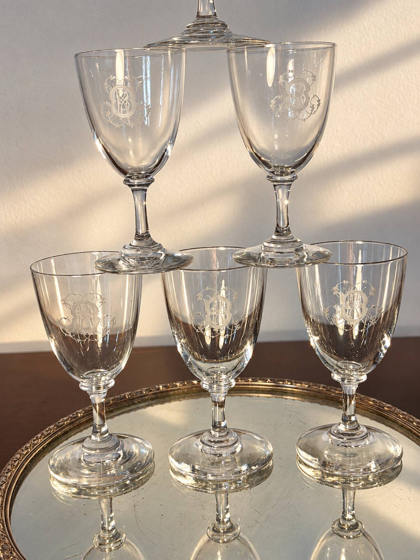 6 Baccarat glasses Funel shaped late 19th - early 20th century 
