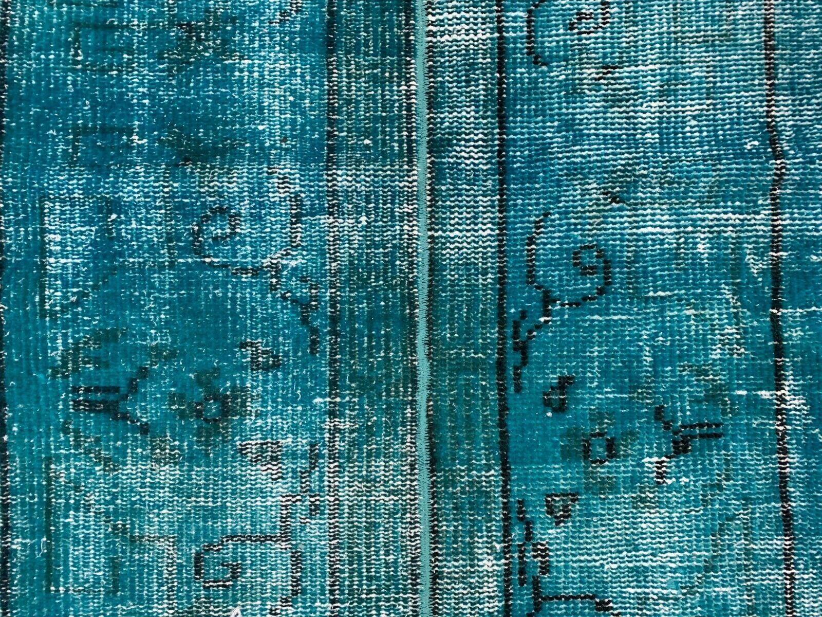 Distressed Turkish Runner 272x78 cm wool Vintage rug, Overdyed Blue