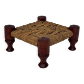 Vintage Footstool wood and rope, 1960s