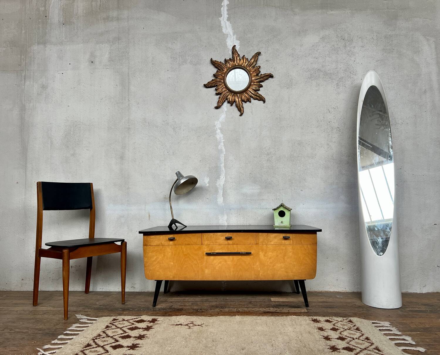 Two-tone vintage TV cabinet sideboard