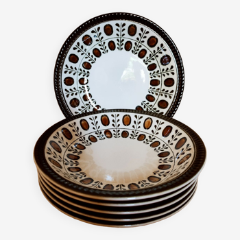 6 soup plates walnut model by Boch