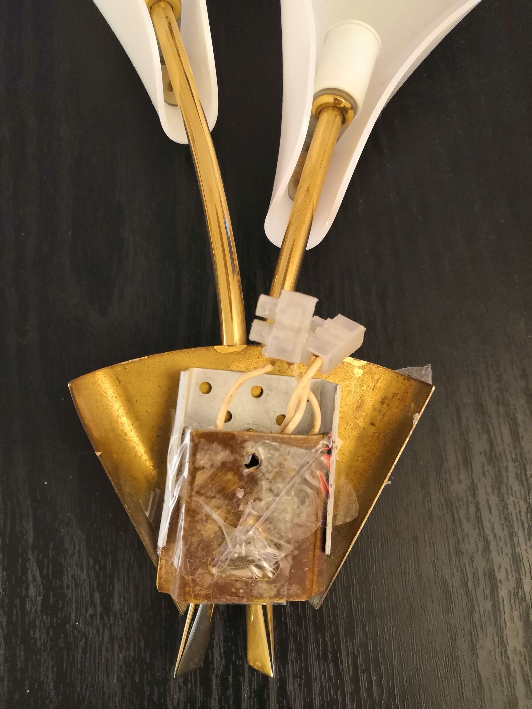 Pair of brass wall lamps design 50s - 60s