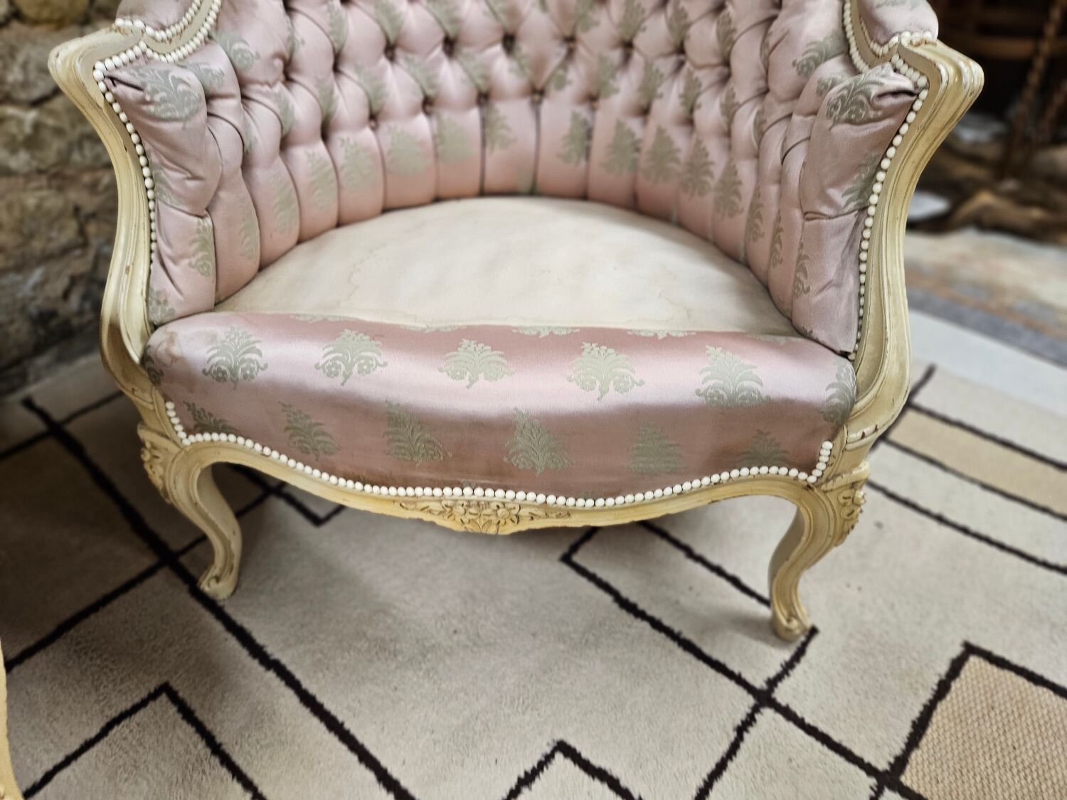 Pair of 1960s silk bergère armchairs