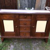 Vintage René Gabriel sideboard with 2 doors and 4 drawers in beech.