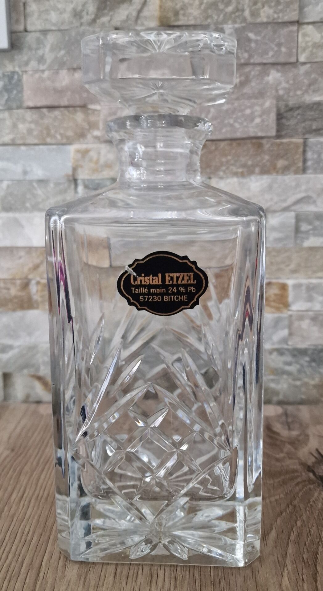 Hand-cut crystal carafe